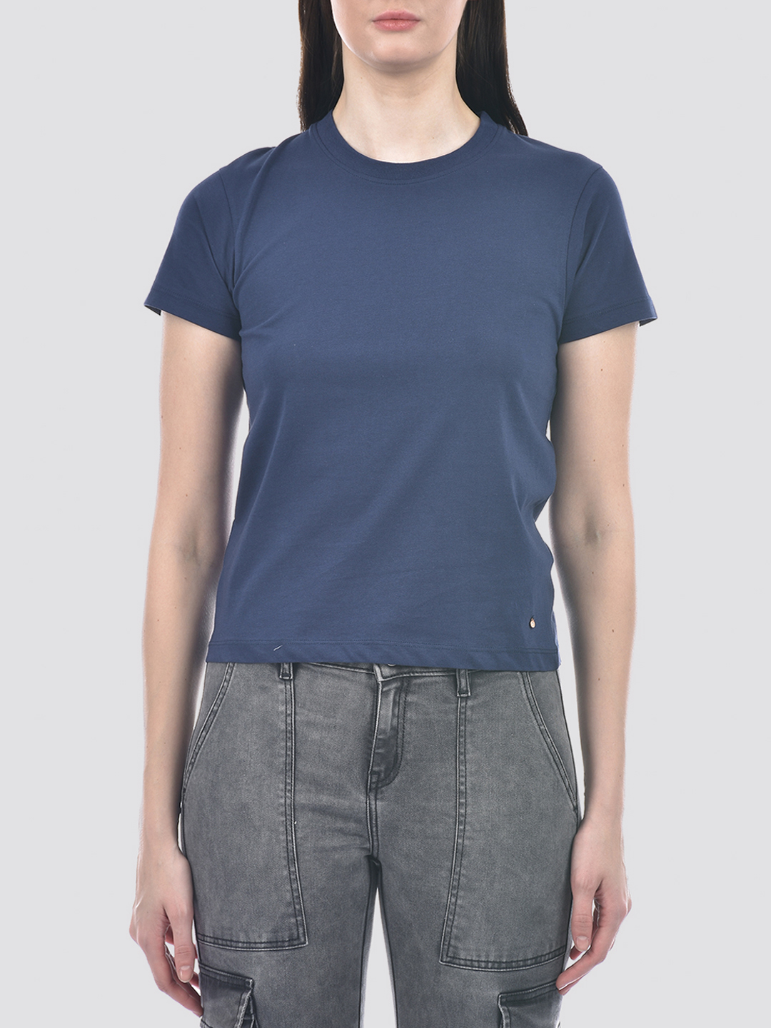 Numero Uno Women Solid Blue Cotton T-Shirt